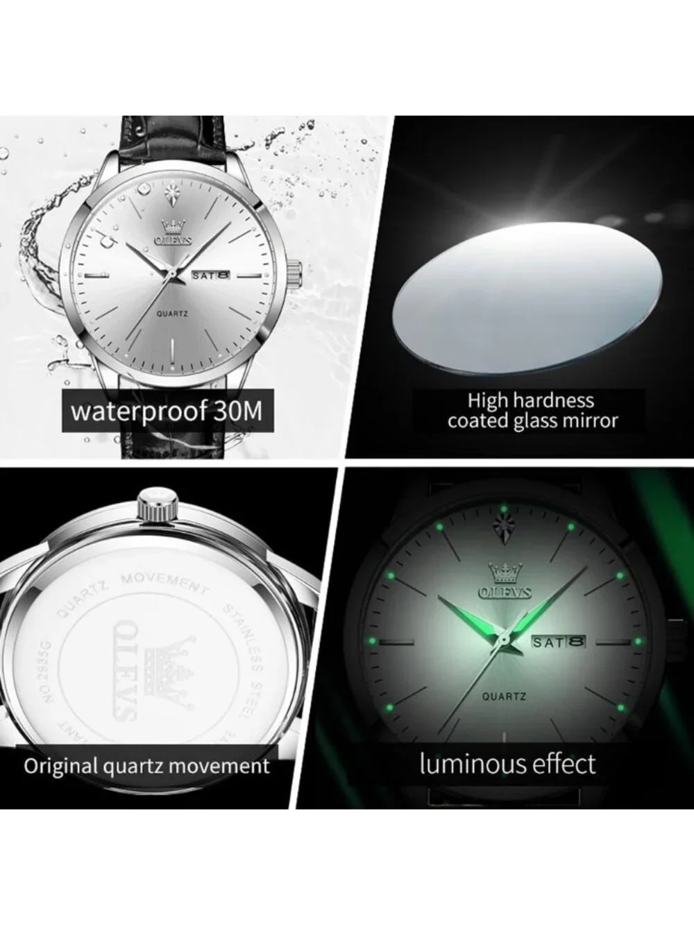 Men's White Classic Analog Casual Luxury Leather Band Quartz Dress Wrist Watch
